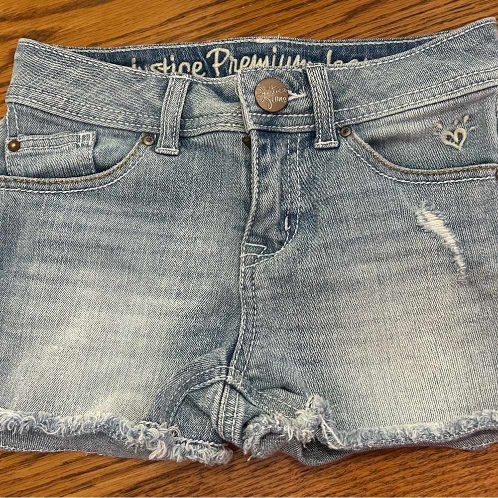 Girls Size 10S Justice Blue Jean Shorts Distressed Style